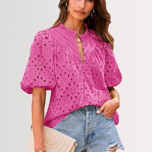 PRETTYGARDEN Women's Summer Short Sleeve (Small- rosy pink) NWOT